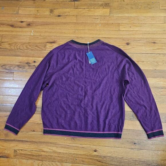 Raffi 100% Extra Fine Merino Wool Men's Size XL Crew Neck Sweater Purple - Picture 5 of 6